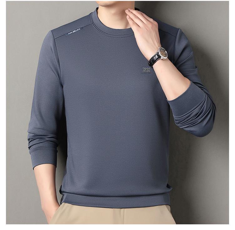 Men's High-End Wool-Blend Mulberry Silk Fleece-Lined Long-Sleeve Sweatshirt