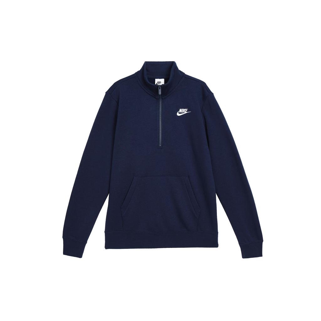 Nike Sportswear Club Fleece Soft Comfortable Solid Color Stand Collar Long Sleeve Knit Top Women tops Obsidian DQ5839-451