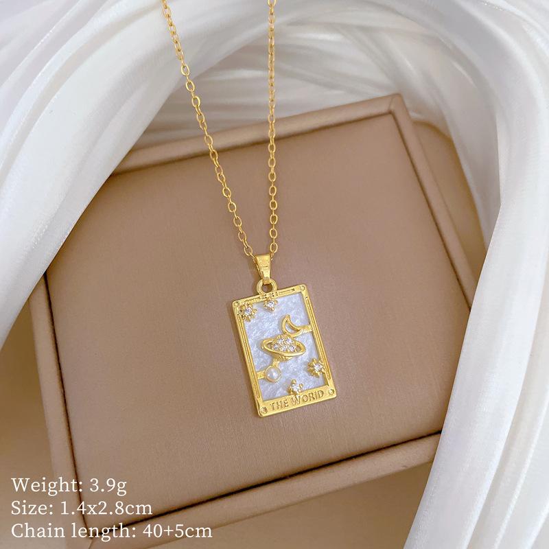 Foreign Trade Portrait Copper Micro-Inlaid Necklace Combination Female Real Gold Electroplated Exquisite Collarbone Chain