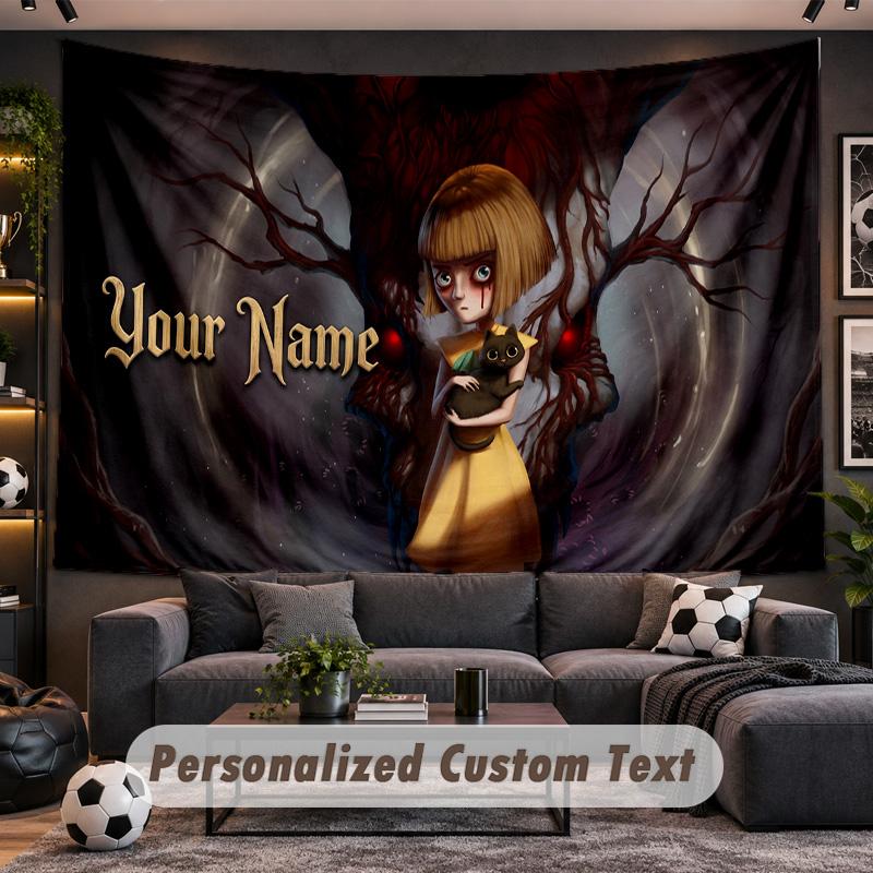 Fran Bow Personalized Tapestry Support Custom Name, Wall Art Home Decoration
