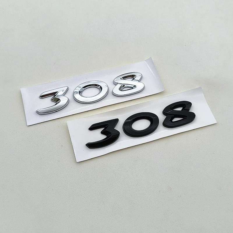 Neues 3D ABS Chrom Schwarz Logo 308 Emblem Buchstaben Aufkleber Auto Heckklappen Emblem für Peugeot 308 SW GT Line GTI T9 T7 P5 Zubehör