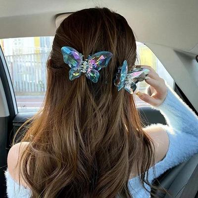 Summer Women Fashion Mermaid Crystal Butterfly Hair Clip Sense of Luxury Elegant Design Women Fashion Exquisite Birthday Gifts