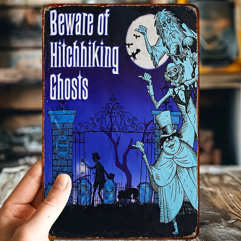 

Vintage Metal Sign Beware of Hitchhiking Ghosts Spooky HalloweenThemed Aluminum Wall Art Waterproof Dustproof f aluminum 20x30cm