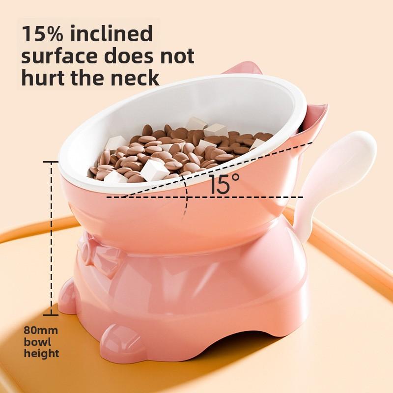 Cat Bowl, Slanted Neck Guard, Cat Food Bowl, Cat Rice Bowl, Water Bowl, Anti-tipping Slanted Stainless Steel Dog Bowl, Pet Supplies