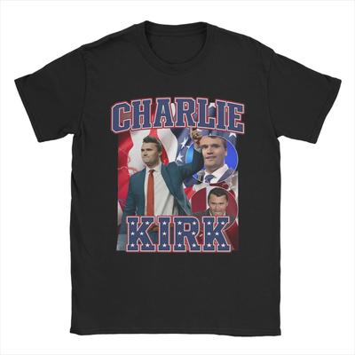 Charlie Kirk Bold Patriotic T-Shirts Men RIP Memorial 100% Cotton Tee Shirt Round Collar Short Sleeve T Shirt Plus Size Tops