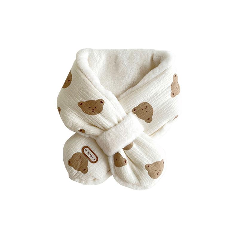 

Корейские детские зимние шарфы для девочек и мальчиков, флисовые детские шарфы с рисунком медведя, теплые детские шарфы, детские аксессуары для детей 1-6 лет белый