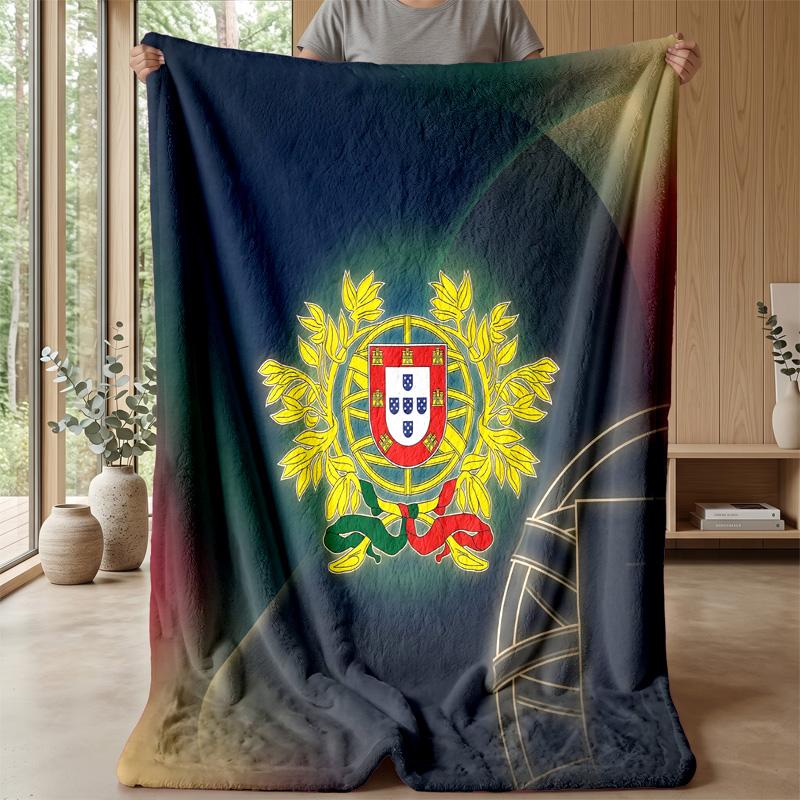 Portugal Football Printed Flannel Blanket Skin Friendly Warm Decorative Throw for Indoor Couch Bed Daily Use