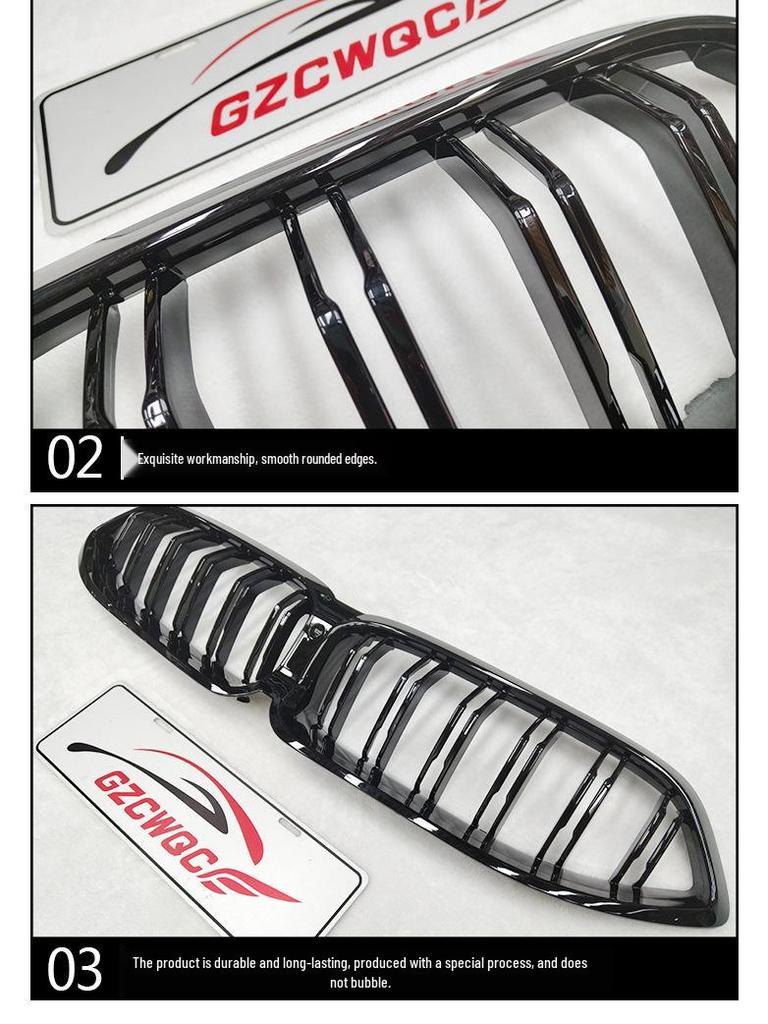 BMW 8 Series G14/G15 Facelift Gloss Black/Carbon Fiber Double Line Mesh Front Grille