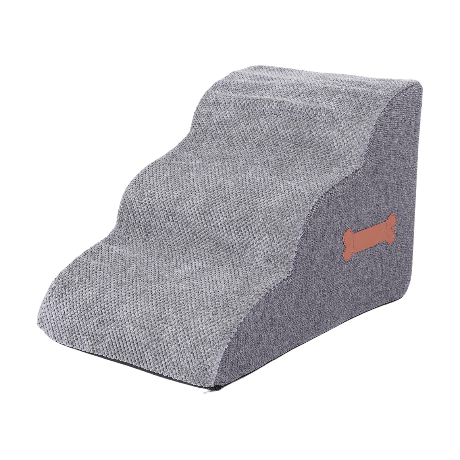 

Dog Stairs Non Slip Pet Ramp Stairs Dog Ramp for Bed Pet Dog Steps 3 Tiers Training Stairs Removable and Washable серый