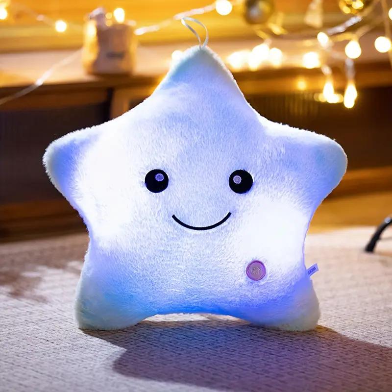 23Cm Creative Twinkle Star Shaped Plush Pillow Led Night Light Glowing Cushions Plush Stuffed Toys Gifts For Kids Decoration