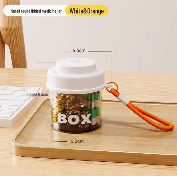 Compact Round Pill Box with Divided, Moisture-Proof Compartments