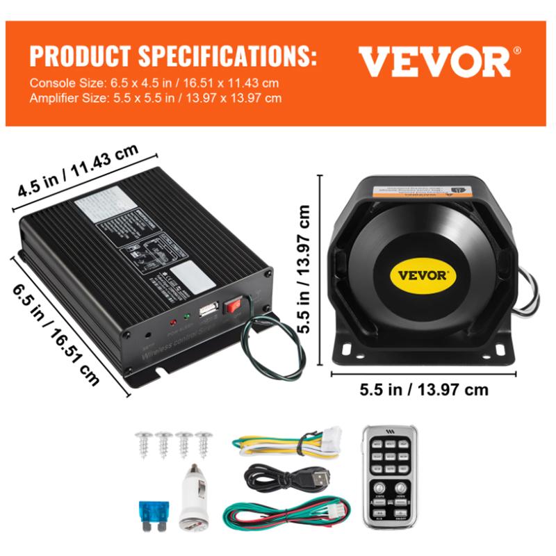 Automotive engineering vehicle alarm, car mounted loudspeaker, whistle horn, wireless multi tone remote control, sound rescue 12