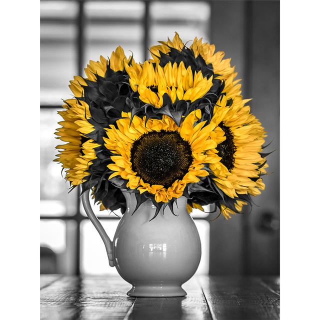 Graue Serie von Pflanzenblumen, dekoratives Gemälde, Sonnenblumen-Ölgemälde, Poster, Sofa, Wandhintergrund, Kunst, Leinwand, hängendes Gemälde