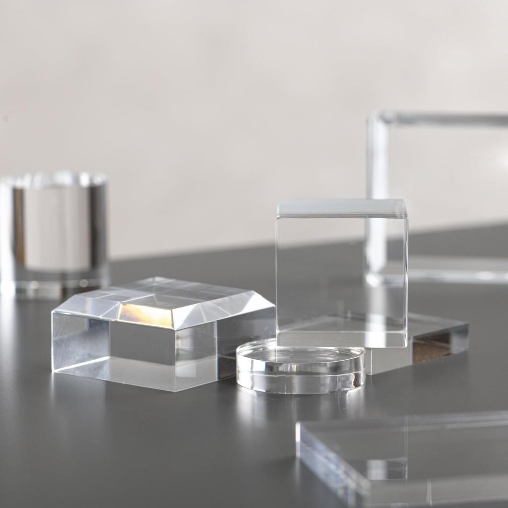 Tsukushi Science Acrylic Blocks, 50x50x20mm, 5 Pieces, Beveled Base, Cube, Display Stand, Square, Clear, Exhibition Base, E50-50-20*5