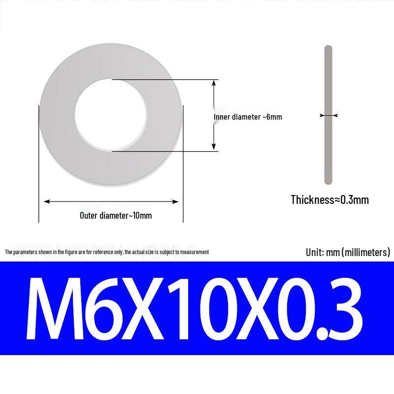 304 Stainless Steel Ultra-Thin Flat Washer, Thickness: 0.1/0.2/0.3/0.4/0.5 Mm, Sizes M1-M8