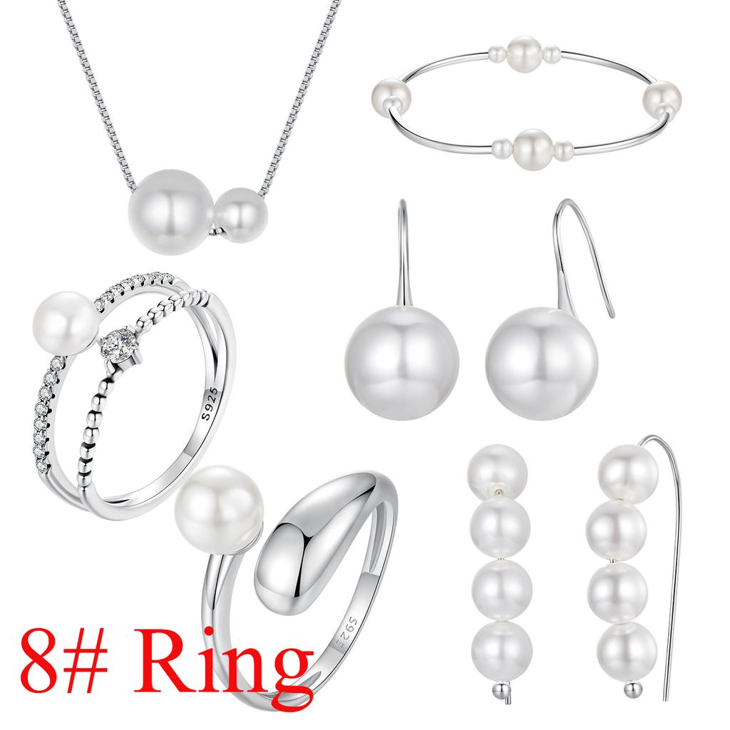 S925 Sterling Silver Temperament Pearl Set Versatile Simple French Temperament Bead Earrings, Direct Sales