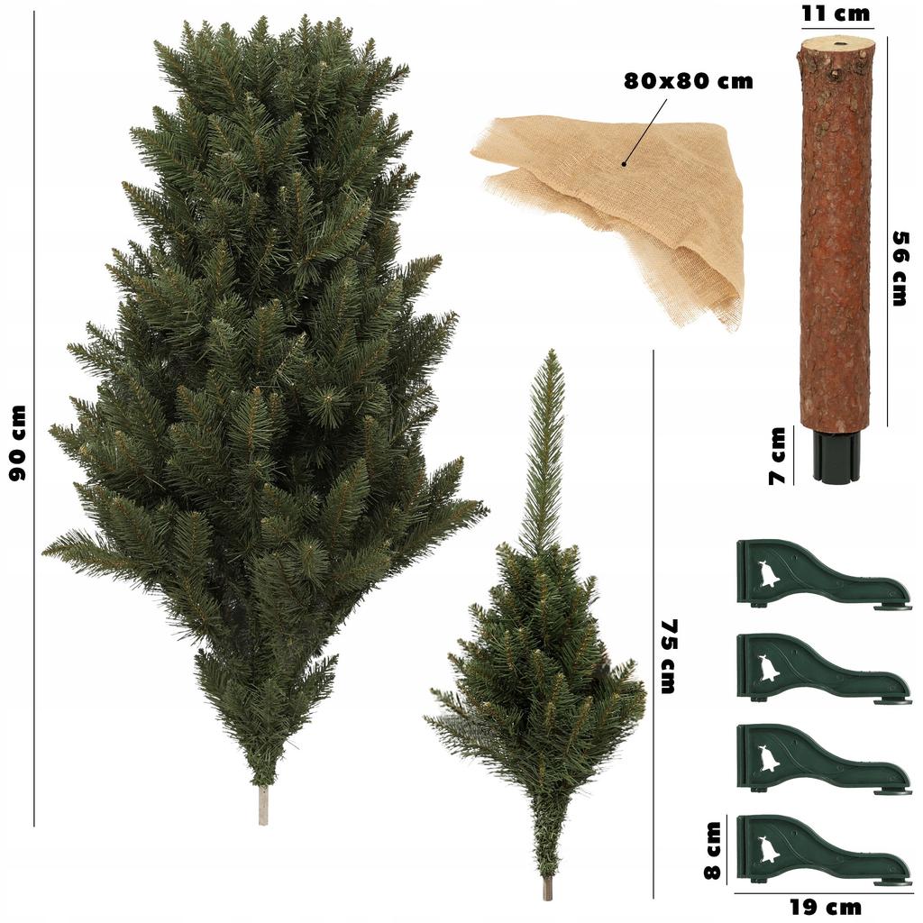 KADAX Vánoční stromek na kmeni umělý 220 cm Smrk přírodní