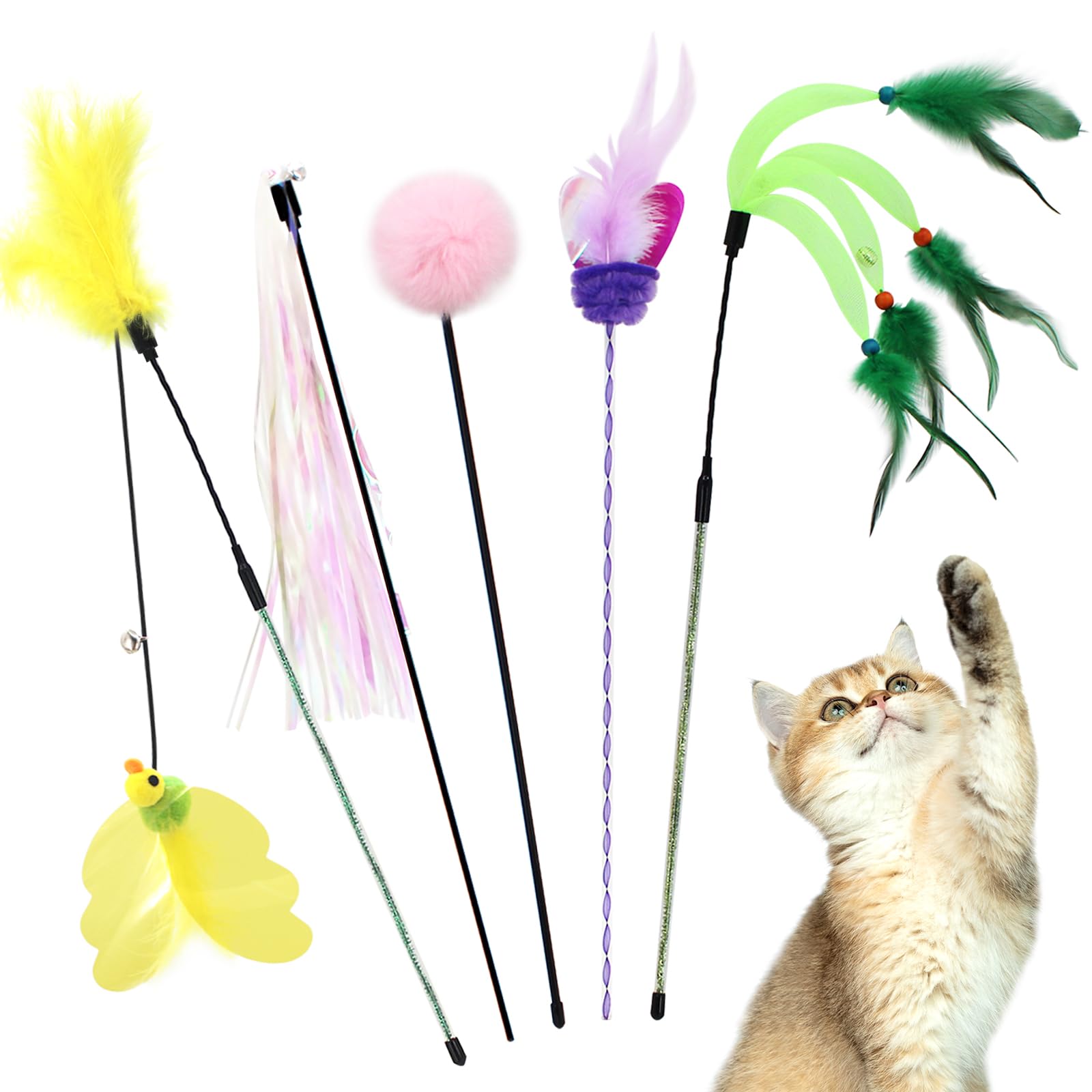 

SONGWAY Cat 50 см в длину любимый набор из 5 игрушек, шест, дразнилка для кошек,