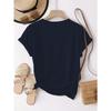 European Size Women'S Casual Short Sleeve T-Shirt with joyful Face Print - Soft Polyester Blend, Round Neck, Summer Essential