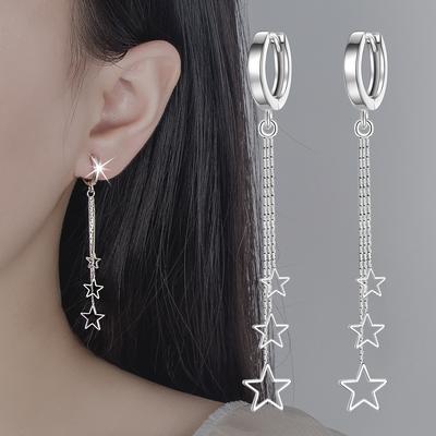 Boucles d'oreilles Étoiles à Franges avec Tempérament Trois Étoiles sont Polyvalentes et Affinent le Visage