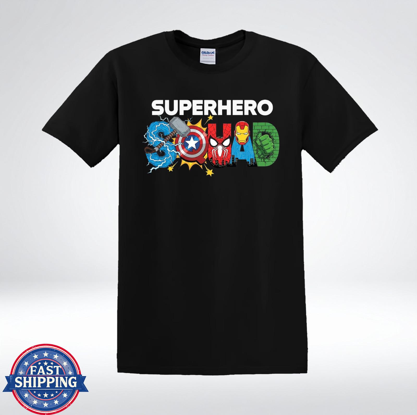 Superhero Squad Shirt Comic Style Team Hero Graphic T-Shirt XXXL