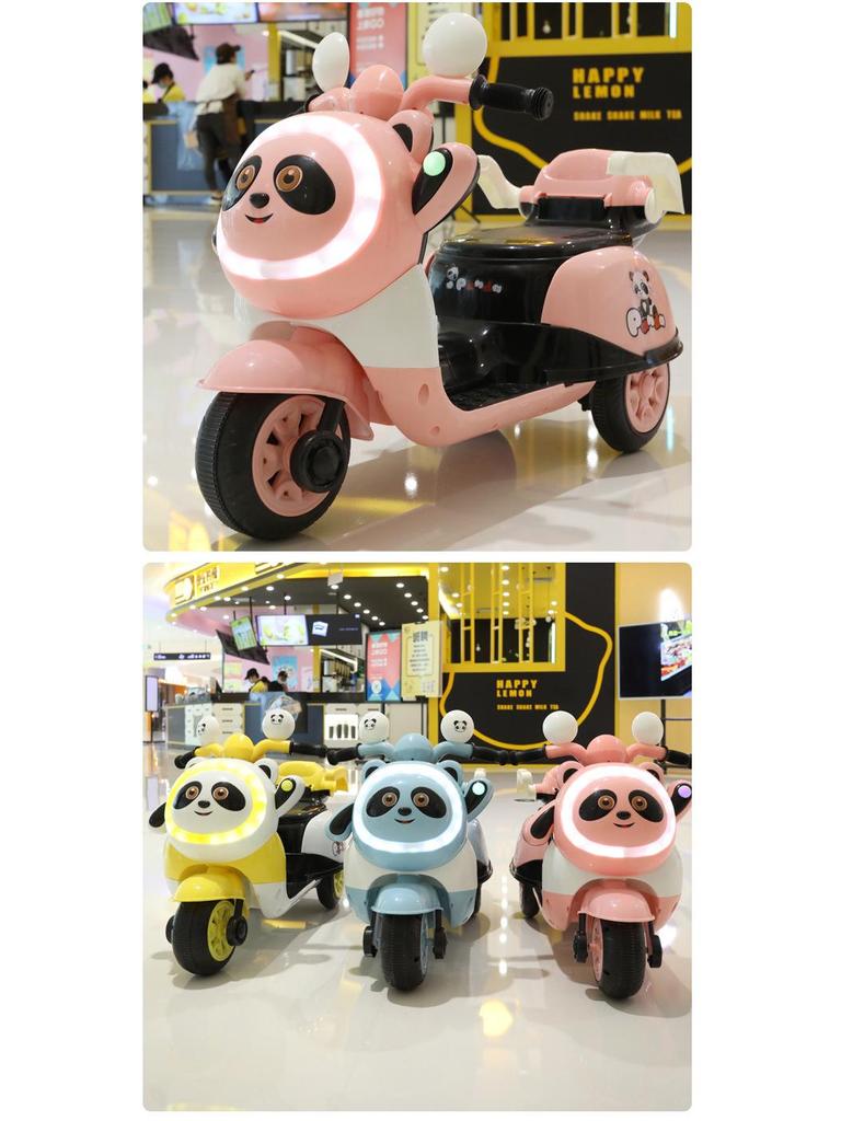 Rechargeable Children's Electric Motorcycle Tricycle: Panda Design for Boys & Girls
