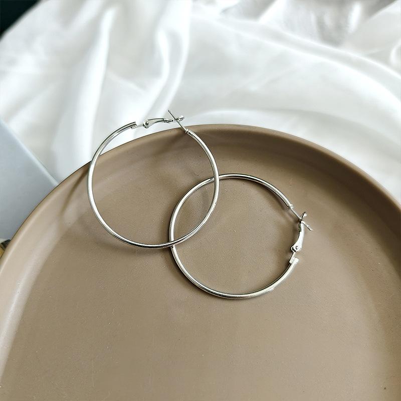 Exaggerated Large Plain Circle Hoop Earrings Fashion Jewelry For Women