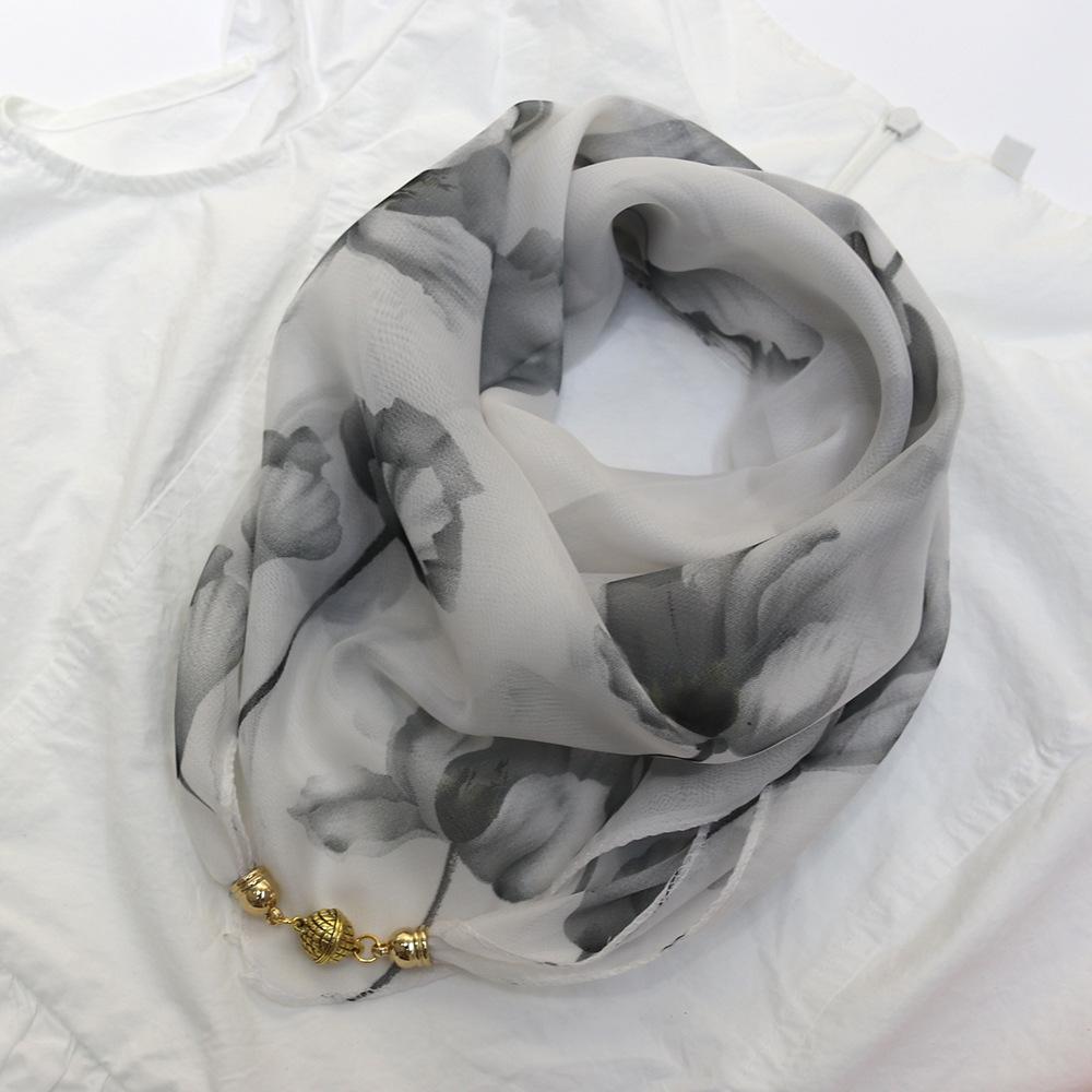 Elegant Floral Print Silk Scarf for Women