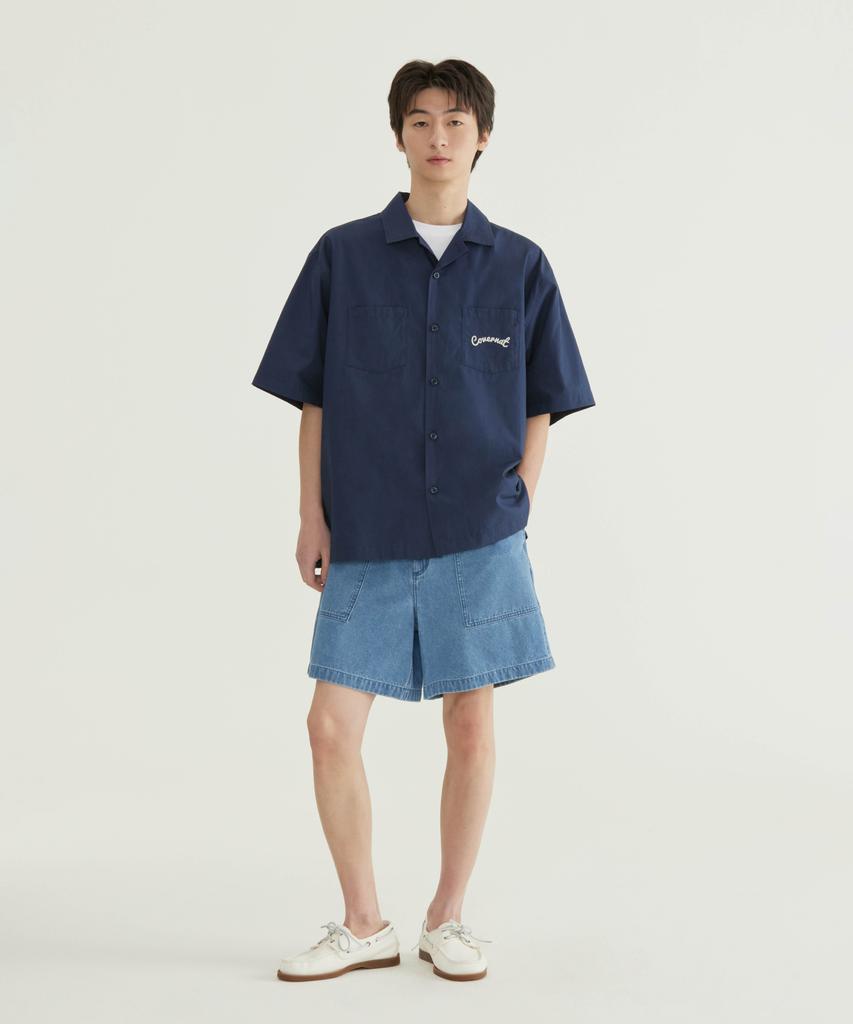 COVERNAT Regular Fatigue Short Denim Shorts White