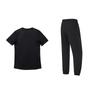 Li-Ning Quick-Dry Loose Fit Round Neck Short Sleeve Top Quick-Dry Straight Leg Cuffed Pants Casual Sports Suit Unisex Suit Black ATSU819-1+YYKU111-1