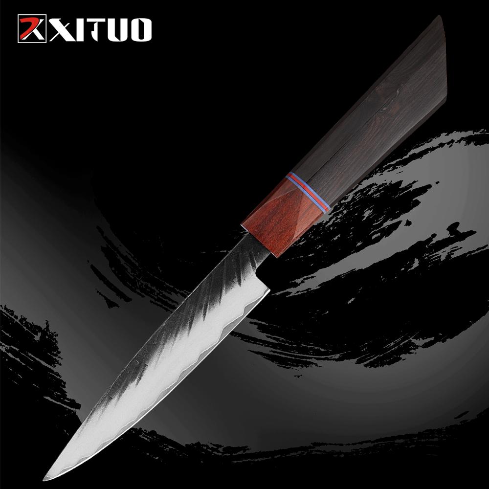 

XITUO 5 Универсальный нож, Японский нож для томатов, Острый 3-слойный кухонный нож из высокоуглеродистой стали для мяса, овощей, фруктов