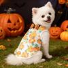 Dog T-shirt Halloween Pet Costume, Pumpkin Print Vest for Small Dogs Cats, Glitter Bow Festive Costume Tie Puppy Outfit, Cute Clothes Party