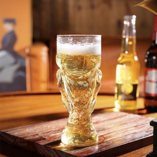 2Pcs Soccer Beer Glass, Large Capacity, Trophy Shaped Pint Mug, Classic Replica Beer Stein for Pub Home Bar Party, Sports Fan Gift