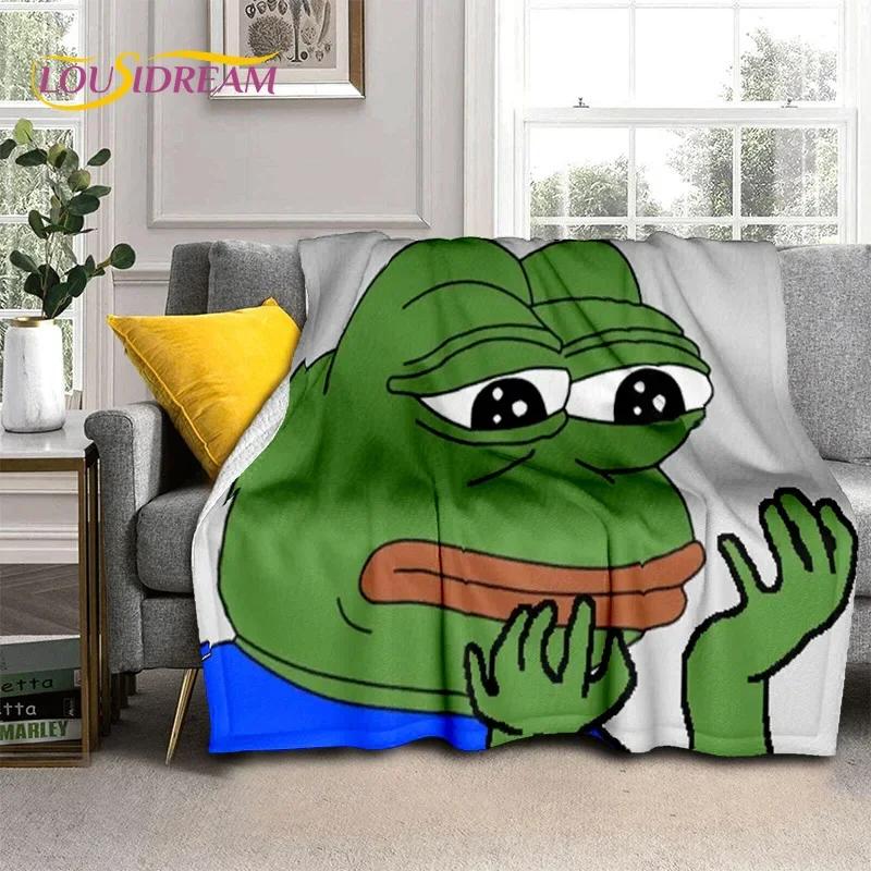 Cartoon Pepe The Frog Face HD Soft Flannel Blanket for Beds Bedroom Sofa Picnic,Throw Blanket for Cover Outdoor Leisure Nap Gift