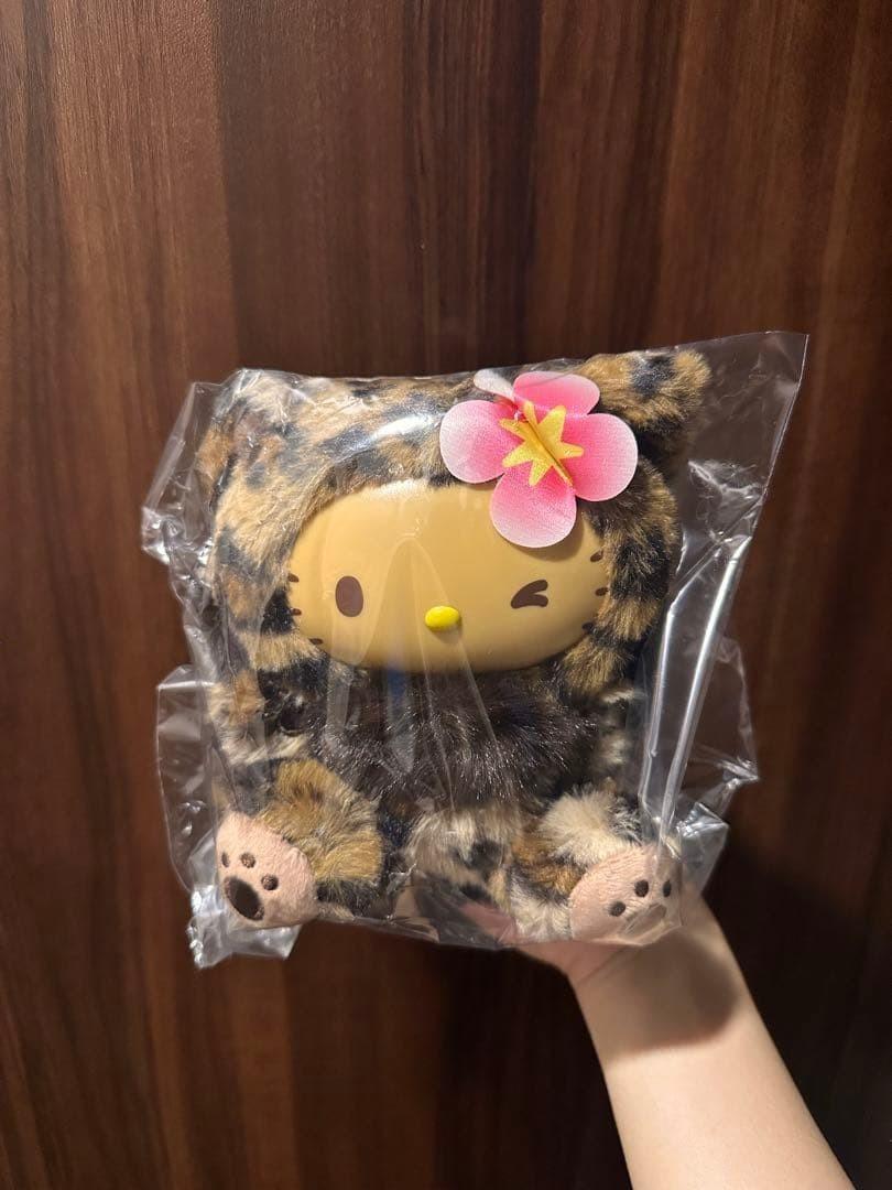 Sanrio Hello Kitty Fine Face Cat Plush Mascot Keychain Brown Leopard Print FS
