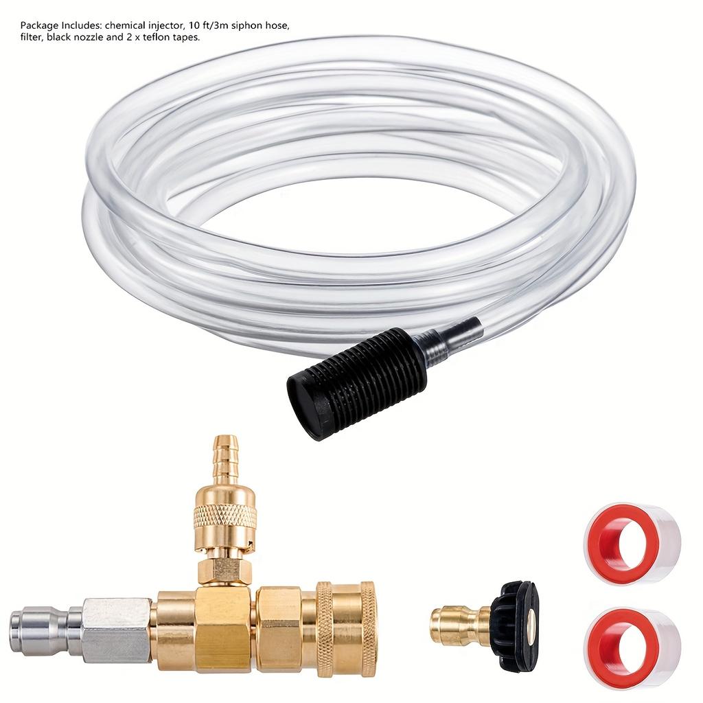 1 Set 3/8 Inch Quick Connect Downstream Injector Kit for Pressure Washer, Power Washer Chemical Injector, Soap Injector, 4000 PSI, PVC Material