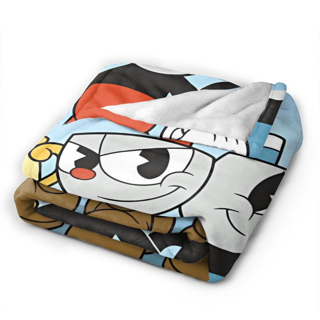 Soft Warm Blanket Child Cupheads & Mugmans Bedding Throws Cartoon Flannel Bedspread For Couch Chair Street Trend Sofa Bed Cover