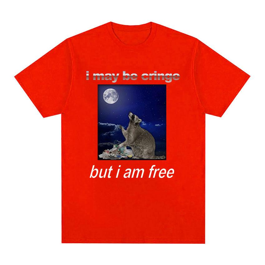 i May Be Cringe Funny Raccoon Graphic T Shirt Unisex s Fashion Clothing Oversized T-shirt Unisex Casual Cotton Short Sleeve Tshirts S