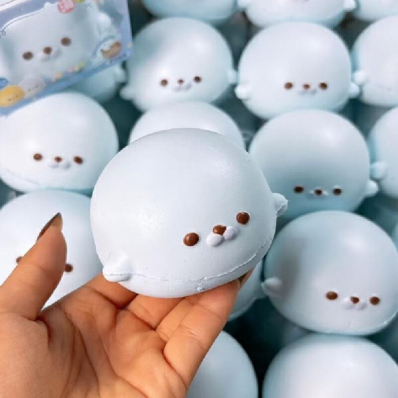Hot In-Stock Hachimi New Blue Little Seal Squishy Slow Rebound Soft Touch Office Stress Relief Desktop Play Toys Small Gift