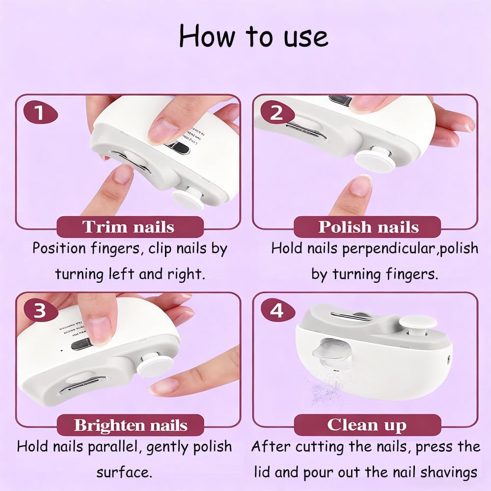 Easy Clip Nail Clippers Upgraded 3 In 1 Electric Smart Polishing Automatic Nail Clippers with Led Light & Nail Scraps Storage