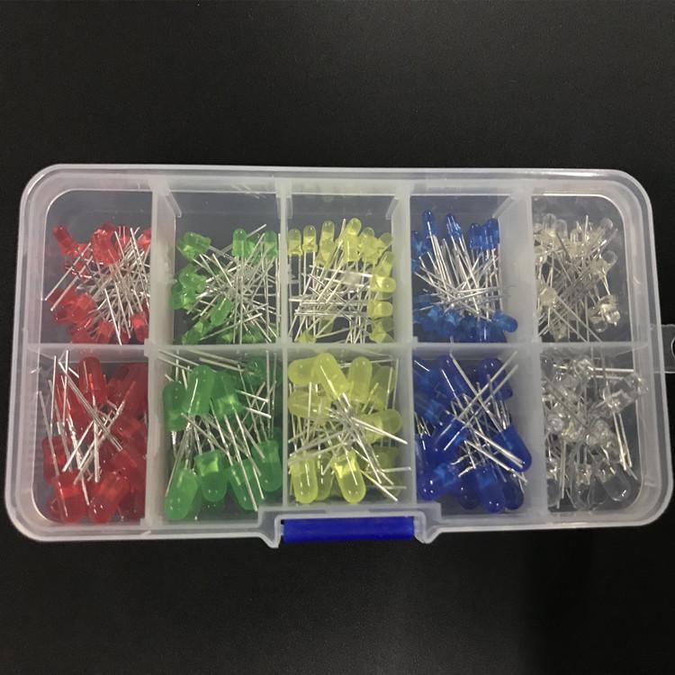 100-Piece LED Lamp Beads 3MM & 5MM Set - Red, Green, Blue, Yellow, White