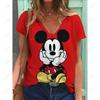 Summer New Fashion Women's V-neck Top Short Sleeve T-shirt Disney Mickey Mouse Print Casual Street Versatility Y2K Oversize-5XL