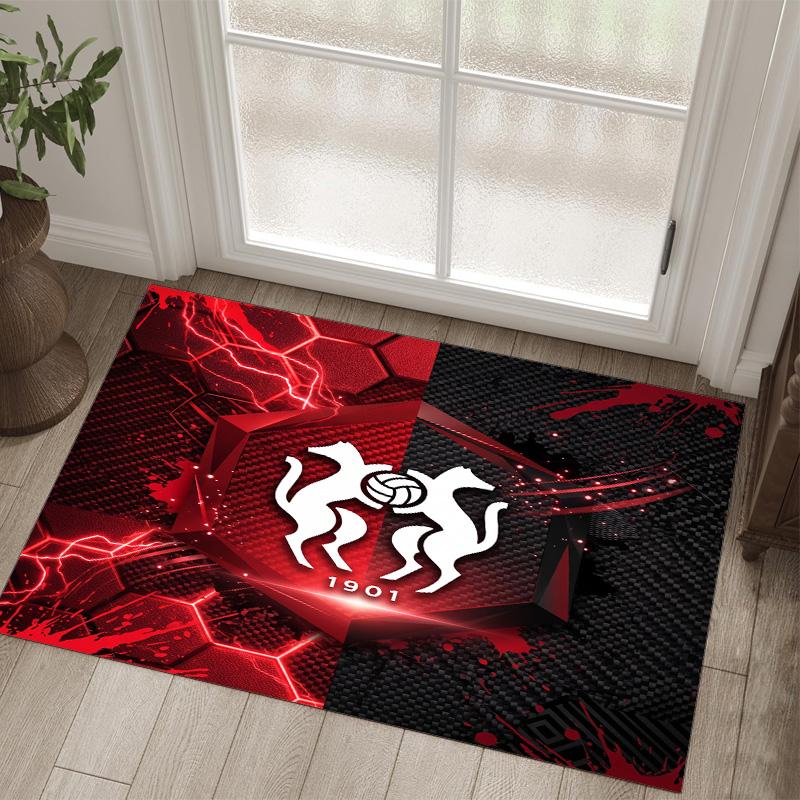 Stade Rennais FC Design Crystal Velvet Carpet Cozy Non?Slip Printed Rug For Bedroom Living Room Entrance