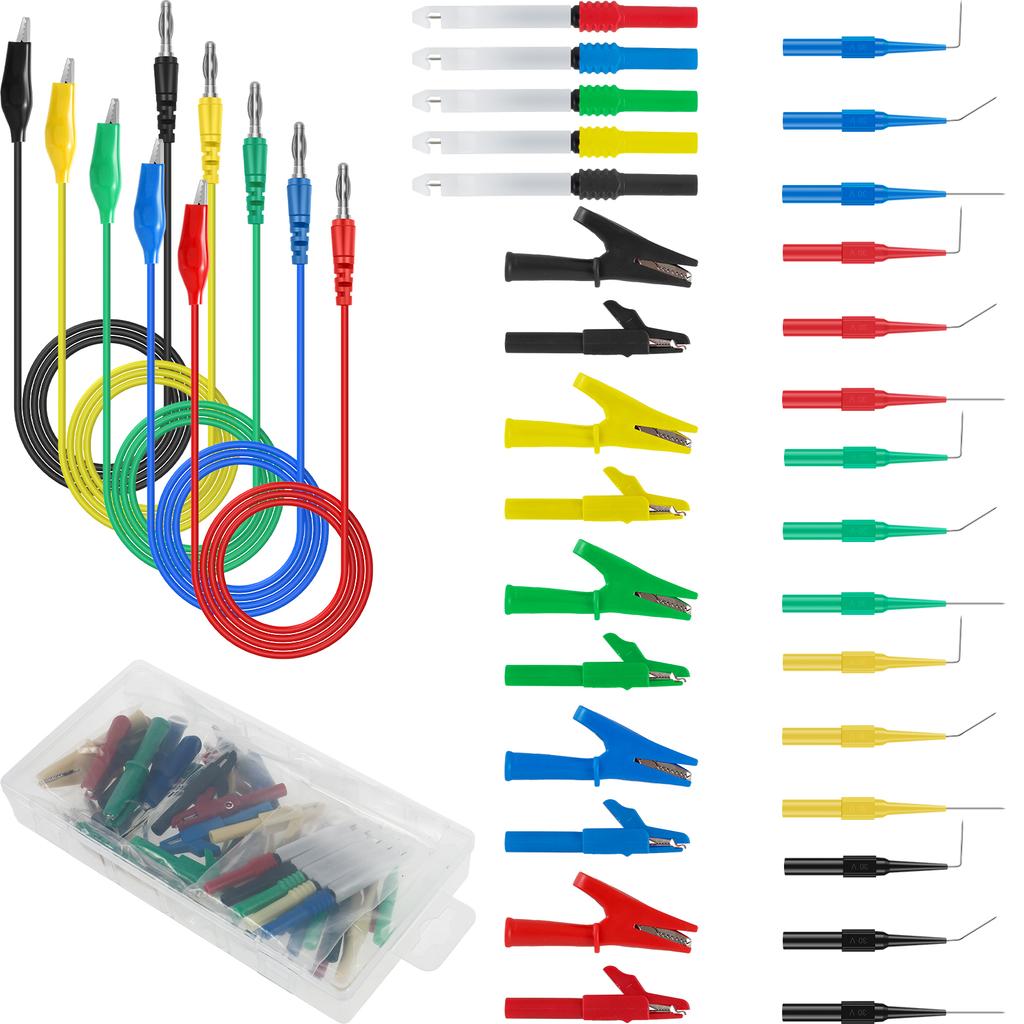 35Pcs Multimeter Test Lead Kit Portable Banana Plug To Alligator Clip Test Lead with Test Probe Back Probes Kit Alligator Clip