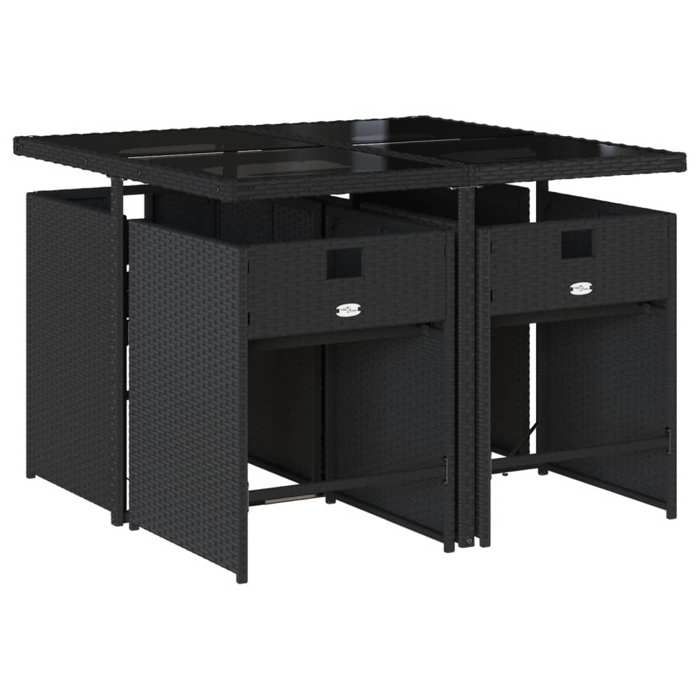 VidaXL Ensemble à manger de jardin coussins 5pcs Noir Résine tressée 3277842