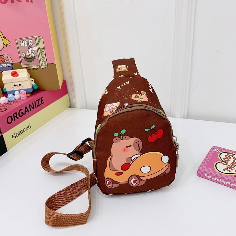 Capybara Cartoon Cute Shoulder Bag Breathable Fabric Toddlers Girl Travel Bags