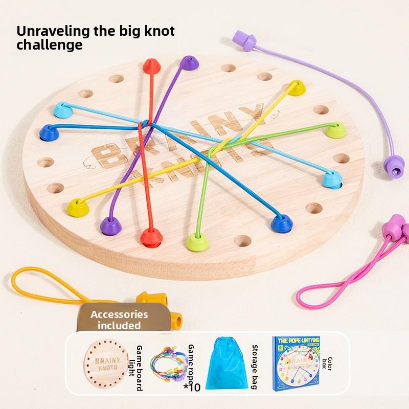 Rope Wooden Challenge Toy For Kids Logic Development Parentchild Interaction
