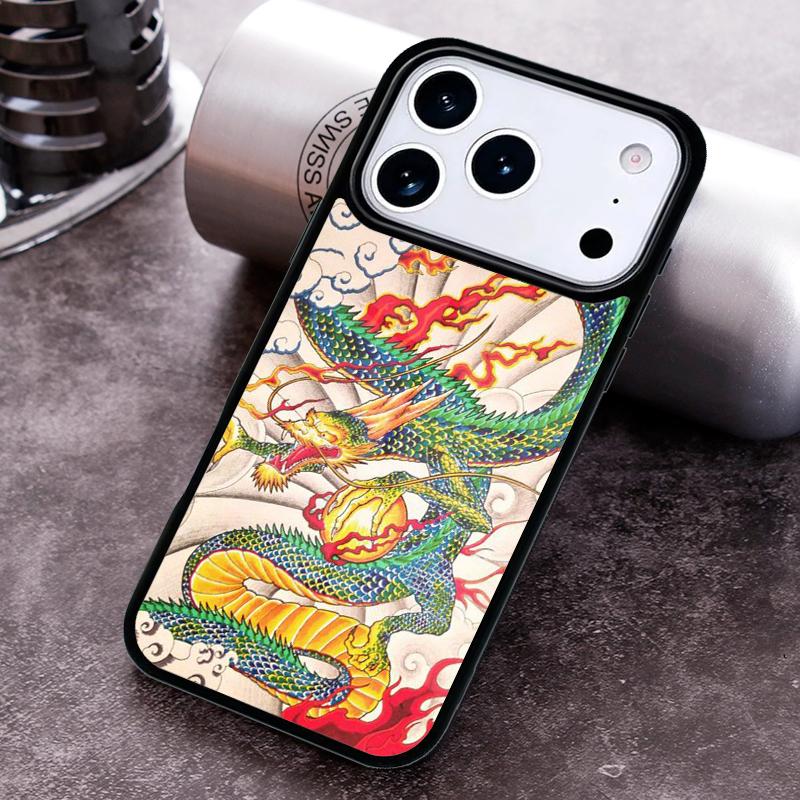 Ancient Japanese Dragon Phone Case For iPhone 17 16 15 14 13 12 11 Pro Max Plus 17Air Soft Silicone Cover
