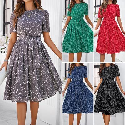 Nuovo abito da donna Primavera/Estate elegante casual con stampa a pois