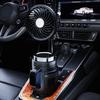 2-in-1 USB Fan Cup Holder Expander 360-Degree Rotation Strong Airflow USB Powered Universal Easy To Install Vehicle Cooling Fan